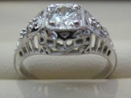 Estate Ring - Platinum Estate Ring. Hand carved in platinum. Made to look exactly like customers original ring that had been distroyed.