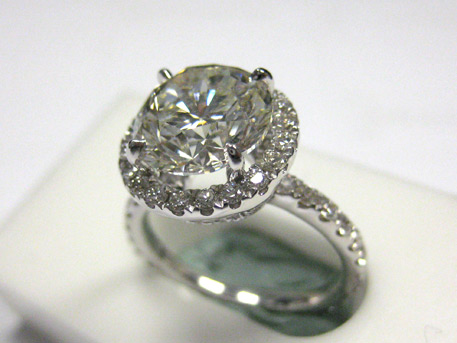 4 Carat Engagement Ring - Custom engagement ring by Blue Water Jewelers. Contact us today about a custom design you will cherish forever.