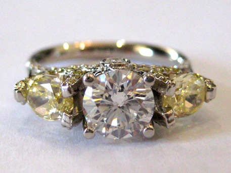 Yellow Diamond Ring - Custom yellow diamond ring by Blue Water Jewelers. Contact us today about a custom design you will cherish forever.